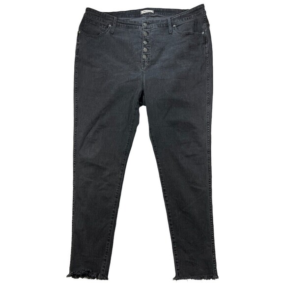 MADEWELL 10” High Rise Skinny Black Jean Size 36 Button Fly Fray Hem AA590 - Picture 2 of 13